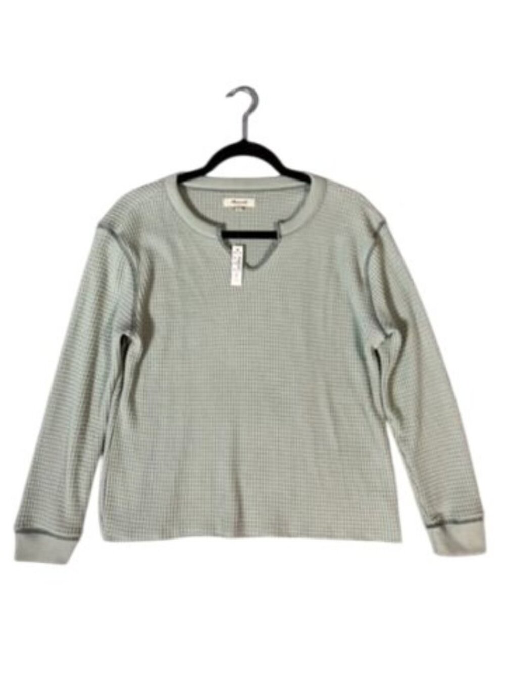 Madewell Superwarm Waffle Knit Long Sleeve Top Sage Green Size Small NWT